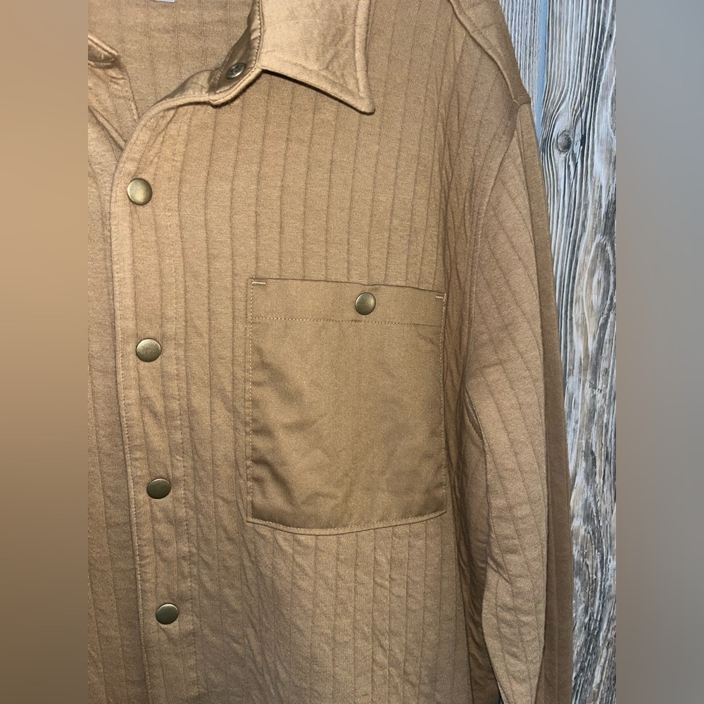 Goodfellow & Co size XL men’s brown quilted snap button up shirt jacket - Picture 4 of 6